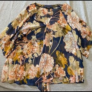 Style & Co Plus Size sheer mesh floral blouse size 3x
